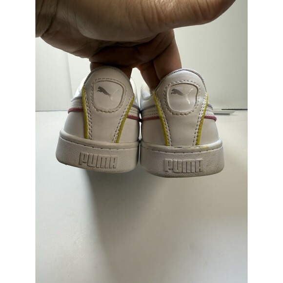 Puma Women’s Vikky 2 Sneaker In White W/Purple Pink Yellow Stripes Sz 8.5 - Picture 6 of 9